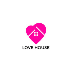 ILLUSTRATION SIMPLE LOVE WITH HOME DESIGN LOGO VECTOR TEMPLATE