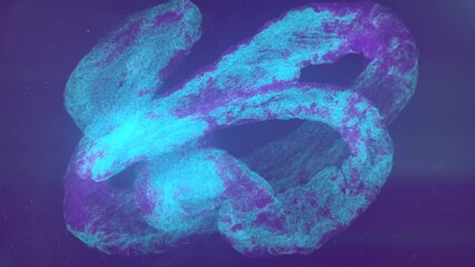 Fototapete - Abstract template with colorful energy flow particles 3d render loop animation