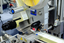 Close-up Of  Automatic Sticker Labelling Machine