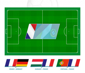 Wall Mural - All games of the France football team in European competition. Football field and games icon.