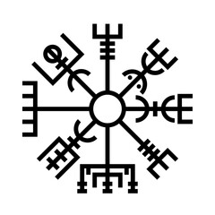 Wall Mural - Vegvisir Viking Compass line icon. Clipart image isolated on white background