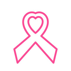 Sticker - Heart shaped cancer ribbon outline icon. Clipart image isolated on white background