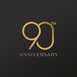 90th anniversary celebration logotype with elegant number shiny gold design
