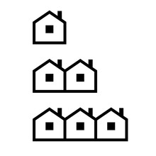 Single Semi-detached Terraced House Icon Set. Clipart Image Isolated On White Background