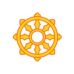 Sticker - Buddhist dharma wheel filled outline icon. Clipart image isolated on white background