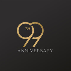 Wall Mural - 99th anniversary celebration logotype with elegant number shiny gold design