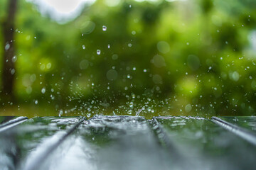 rain drops on the window of car