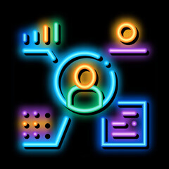 Canvas Print - full electronic information about person neon light sign vector. Glowing bright icon full electronic information about person sign. transparent symbol illustration