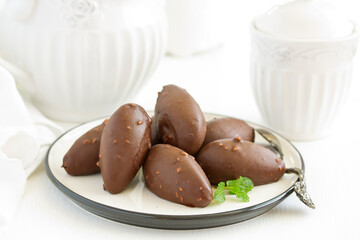 Poster - Homemade curd snacks with chocolate .. Selective focus.