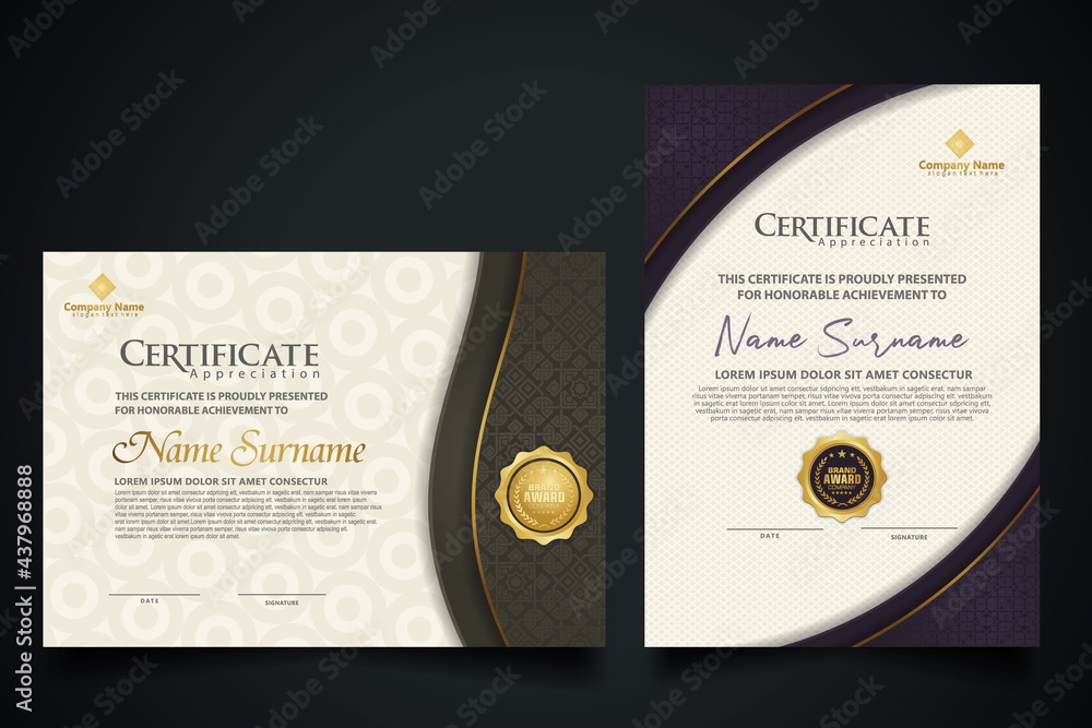 Luxury certificate template with elegant corner frame and realistic ...
