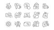 © blankstock - Discounts line icons. Sale Coupon, Promotion offer sign, Discount price tag. Wholesale store market and hot deal line icons. Coupon ticket, megaphone offer, delivery discount. Linear set. Vector