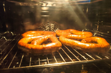 grilled sausages on the grill