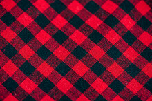 Texture Of Red Black Checkered Fabric Pattern Background