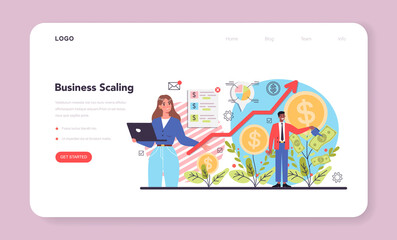  Business scaling web banner or landing page. Franchise business expansion