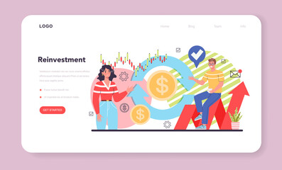 Sticker - Profit reinvestment web banner or landing page. Investing business profit