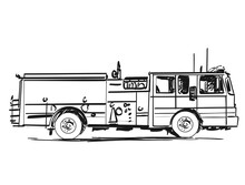 Fire Truck Illustration Drawing Storyboard