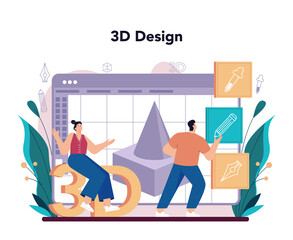 Wall Mural - designer 3d concept set. digital drawing with electronic tools
