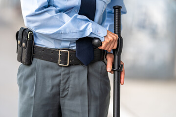 police equipment for defense and coercive means on the belt