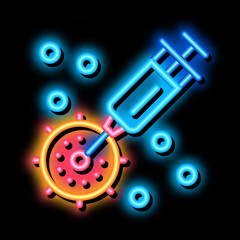 Poster - injection exactly to appointed place neon light sign vector. Glowing bright icon injection exactly to appointed place sign. transparent symbol illustration