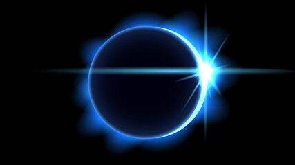 Wall Mural - blue sun eclipse with highlights and crown flame