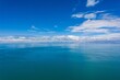Beautiful scenery of Qinghai Lake in China. This photo is taken with a drone flying in the air.