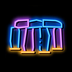 Wall Mural - stonehenge neon light sign vector. Glowing bright icon stonehenge sign. transparent symbol illustration