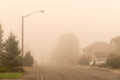 Residential Street with Haze and Smoky Sky From Forest Fires