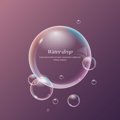 Wall Mural - transparent water droplets , water drop object.