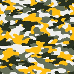 Yellow Full seamless abstract military camouflage skin pattern vector for decor and textile. Army masking design for hunting textile fabric printing and wallpaper. Design for fashion and home design.