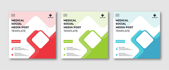 Wall Mural - editable instagram post template modern background. promotional web banner for medical healthcare po