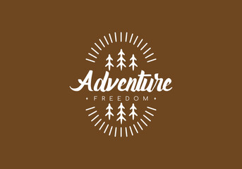 Wall Mural - Adventure freedom line art badge