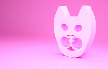 Wall Mural - Pink Cat icon isolated on pink background. Minimalism concept. 3d illustration 3D render