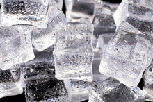 Closeup Of Ice Cubes With Drops Of Water