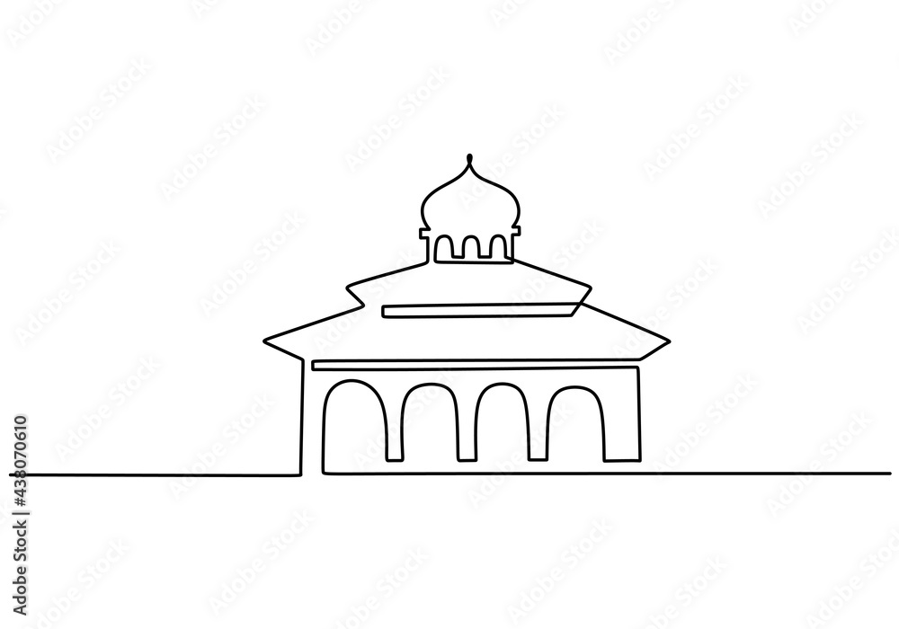 Mosque continuous one line drawing vector minimalist design. islamic ...