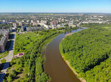 Fototapeta Do pokoju - Aerial view of the Cheptsa River (Glazov, Republic of Udmurtia, Russia)