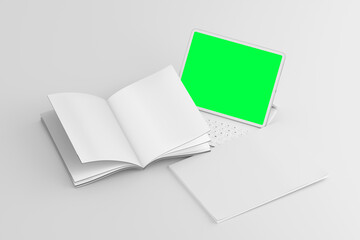 Canvas Print - Isolated Devices and magazine Mockup - 3d rendering.