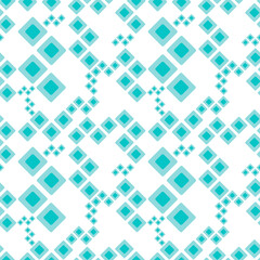 Wall Mural - Vector abstract seamless pattern with geometric shapes. Wallpaper made of blue squares or rhombuses. Background design idea.
