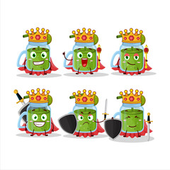 Wall Mural - A Charismatic King kiwi smoothie cartoon character wearing a gold crown