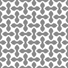 Wall Mural - Scandinavian folk art seamless vector pattern with leaves, lines and other geometric shapes in minimalist style