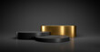 © peterschreiber.media - Abstract geometric black and golden winner podium - 3d illustration