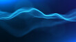 © fantasyform - Wave of blue particles. Abstract technology flow background. Sound mesh pattern or grid landscape. Digital data structure consist dot elements. Future vector illustration.