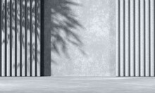Minimal Abstract Bw Background With 3D Concrete Podium Display With Shadows