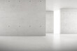 © nuchao - Abstract 3d rendering of empty concrete room with light and shadow on the wall.