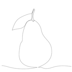 Wall Mural - pear one continuous line drawing isolated, vector