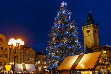 Poster - Christmas tree on Old Town Square in Prague, Czech Republic