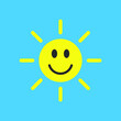 © Antti - Smiling sun icon. Smile face sunshine symbol sign. Happy emotion character. Vector illustration image.