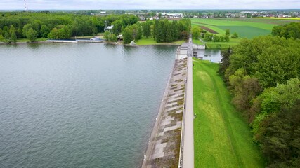 Canvas Print - Goczalkowice Reservoir near Goczalkowice-Zdroj village in Silesia region of Poland, created with a dam on the Vistula River, 4k video