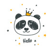 Panda Princess. Surface design. Can be used for kid's clothing. Use for print design, surface design, fashion kids wear
