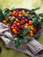 Wall Mural - Fresh ripe red and yellow cherry