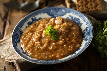 Wall Mural - Traditional homemade spicy lentil soup